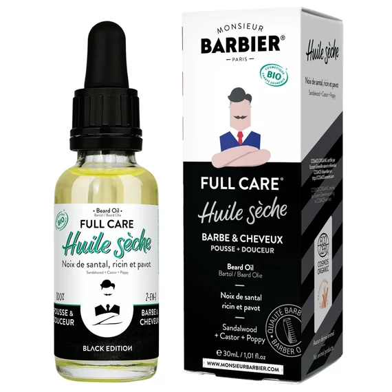 FULL CARE BLACK EDITION szakállolaj – prémium száraz olaj férfiaknak
